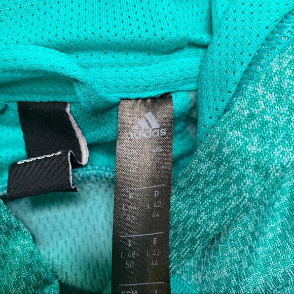 ADIDAS Turquoise Climawarm 3-Stripe Cropped Hoodie size Large - Picture 12 of 12
